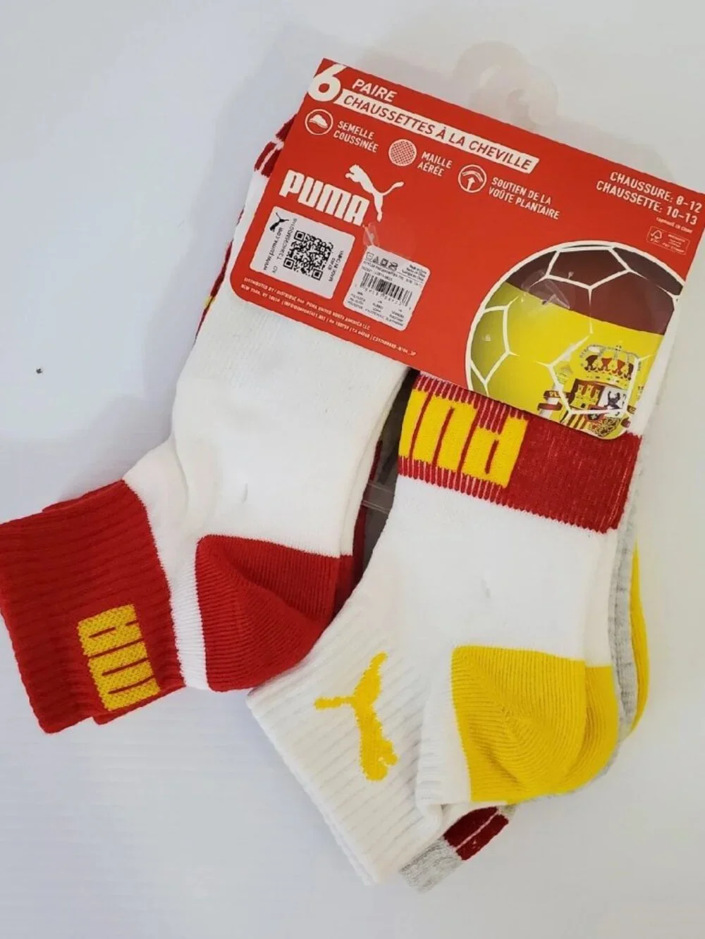 PUMA QUARTER CREW MEN'S SOCKS 6 PAIR SIZE SHOE 8-12 SOCK 10-13 ESPAÑA SOCCER